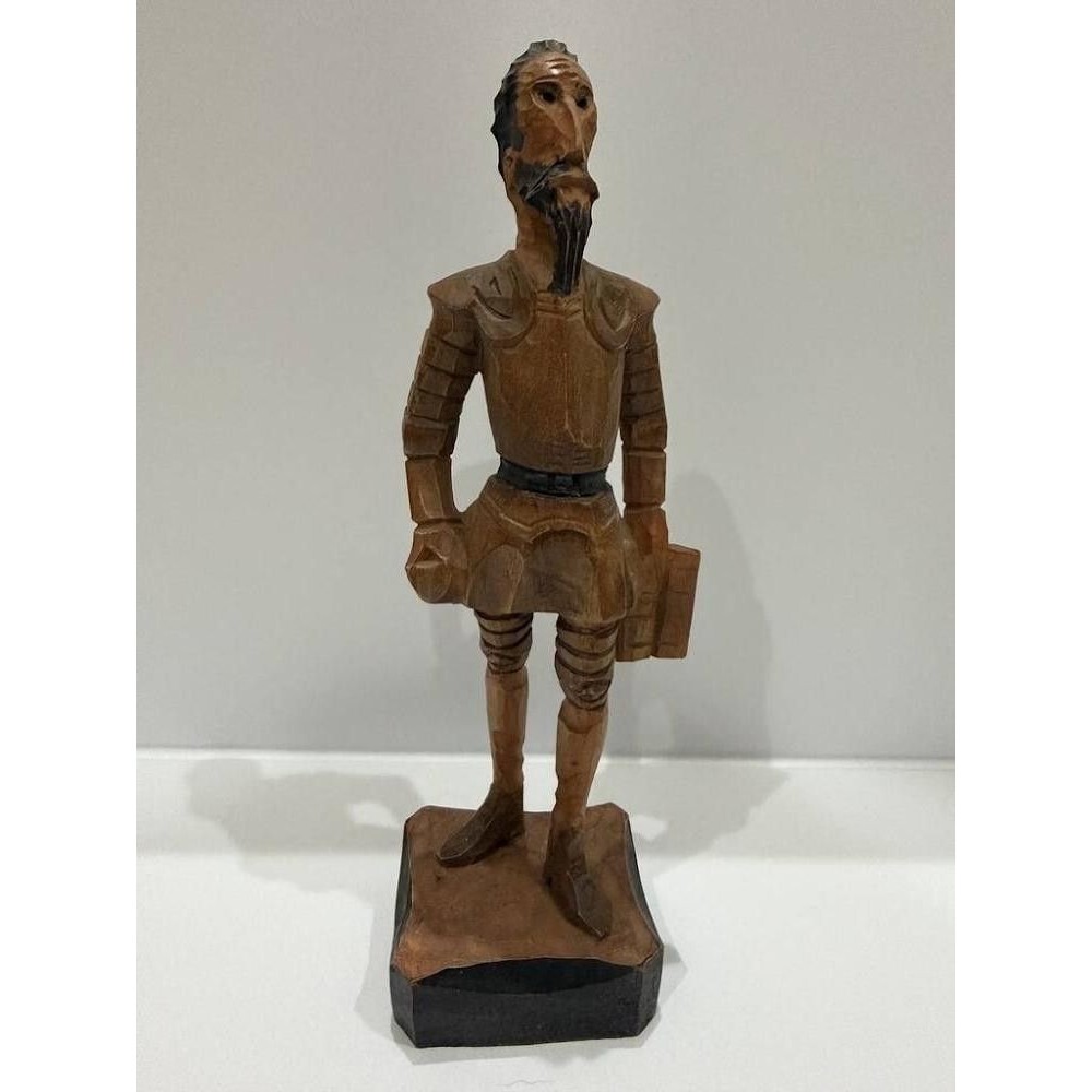 VTG Hand Carved Wood Don Quixote Book Statue 8"